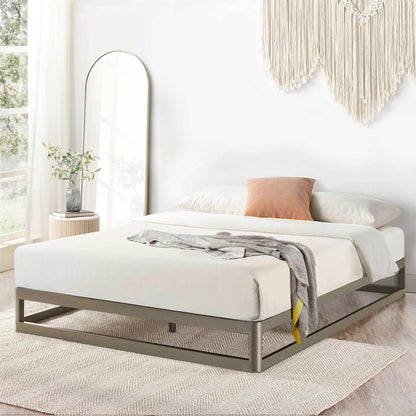 Mellow 9-Inch Metal Platform Bed Frame with Mattress Foundation, King, Gray
