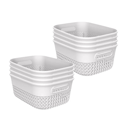 Life Story 4 Qt Decorative Storage Basket, Small Home Organizer, White, 8 Pack