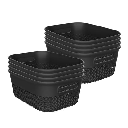 Life Story 4 Qt Decorative Storage Basket, Small Home Organizer, Black, 8 Pack