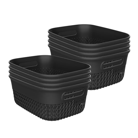 Life Story 4 Qt Decorative Storage Basket, Small Home Organizer, Black, 8 Pack