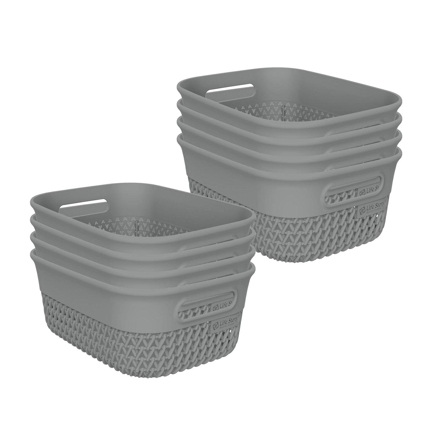 Life Story 4 Qt Decorative Storage Basket, Small Home Organizer, Gray, 8 Pack