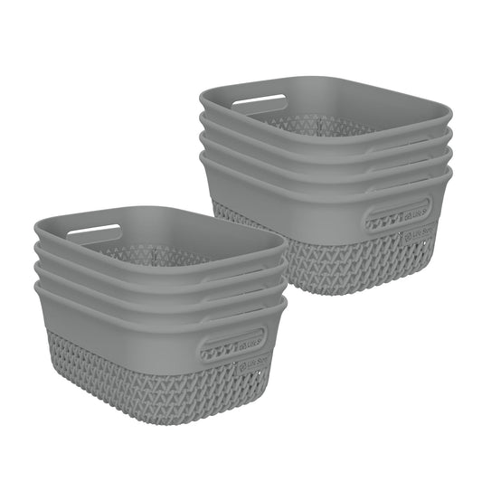 Life Story 4 Qt Decorative Storage Basket, Small Home Organizer, Gray, 8 Pack