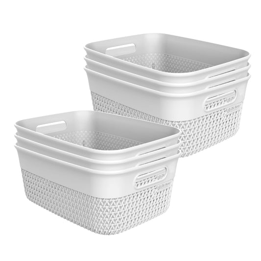 Life Story 10 Qt Decorative Storage Basket, Medium Home Organizer, White, 6 Pack