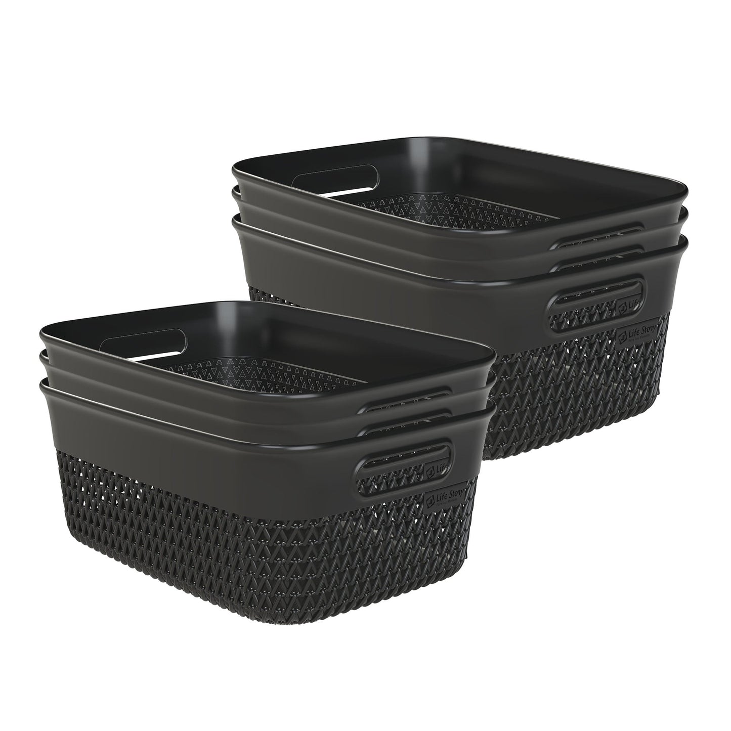 Life Story 10 Qt Decorative Storage Basket, Medium Home Organizer, Black, 6 Pack