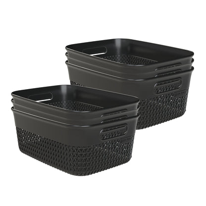 Life Story 10 Qt Decorative Storage Basket, Medium Home Organizer, Black, 6 Pack
