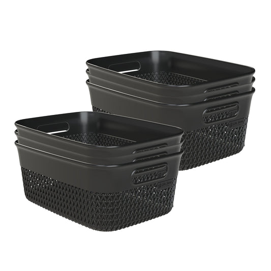 Life Story 10 Qt Decorative Storage Basket, Medium Home Organizer, Black, 6 Pack