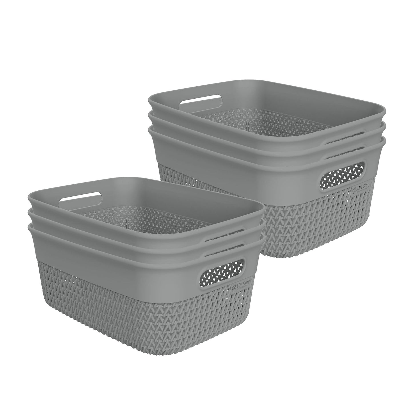 Life Story 10 Qt Decorative Storage Basket, Medium Home Organizer, Gray, 6 Pack