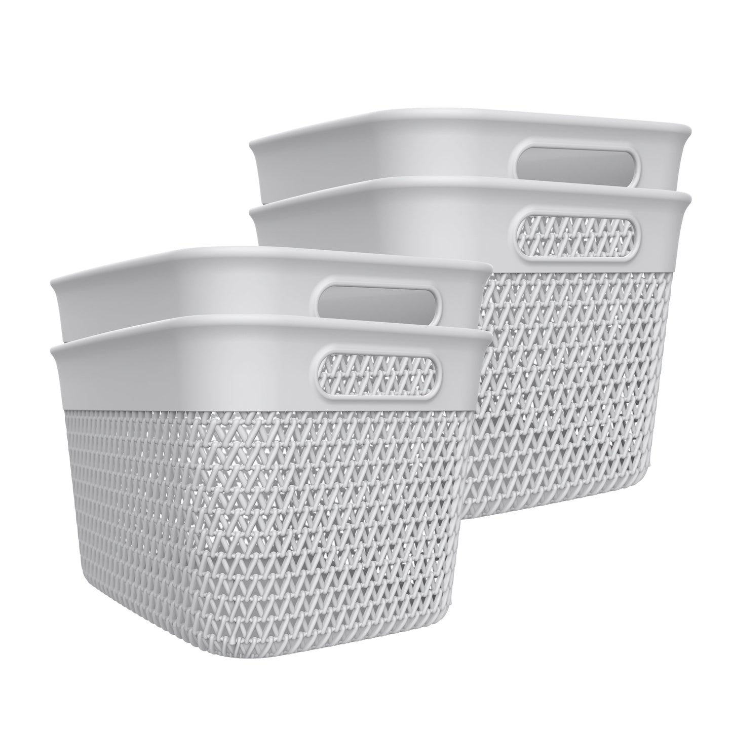 Life Story 16 Qt Decorative Storage Basket, Large Home Organizer, White, 4 Pack