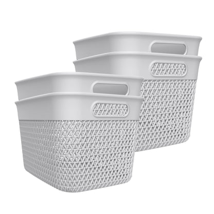 Life Story 16 Qt Decorative Storage Basket, Large Home Organizer, White, 4 Pack