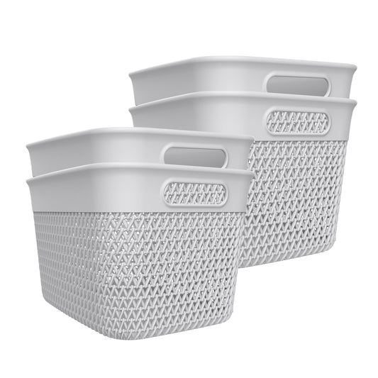 Life Story 16 Qt Decorative Storage Basket, Large Home Organizer, White, 4 Pack
