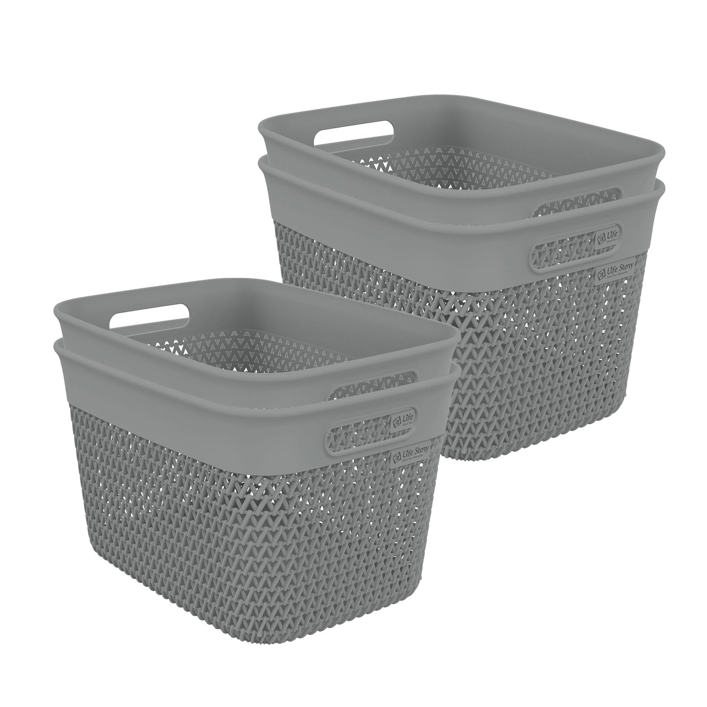 Life Story 16 Qt Decorative Storage Basket, Large Home Organizer, Gray, 4 Pack