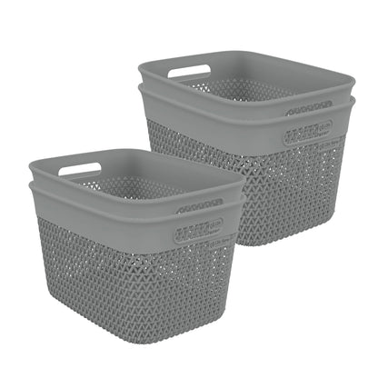 Life Story 16 Qt Decorative Storage Basket, Large Home Organizer, Gray, 4 Pack