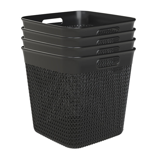 Life Story 26 Quart Decorative Storage Basket, XL Home Organizer, Black, 4 Pack