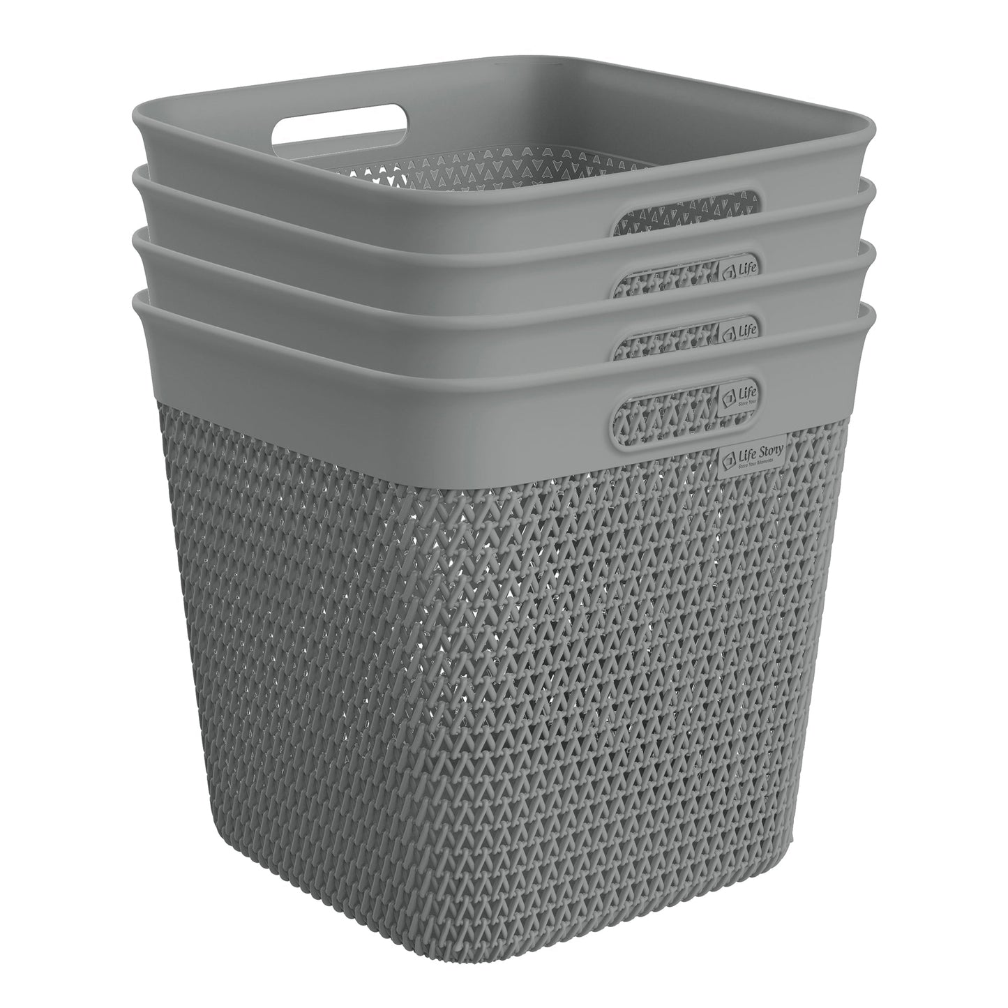 Life Story 26 Quart Decorative Storage Basket, XL Home Organizer, Gray, 4 Pack