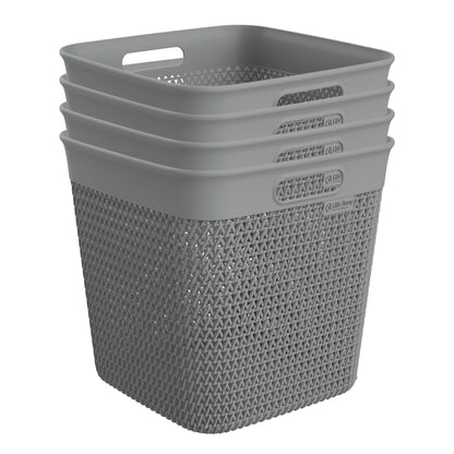 Life Story 26 Quart Decorative Storage Basket, XL Home Organizer, Gray, 4 Pack