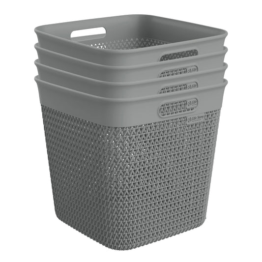 Life Story 26 Quart Decorative Storage Basket, XL Home Organizer, Gray, 4 Pack