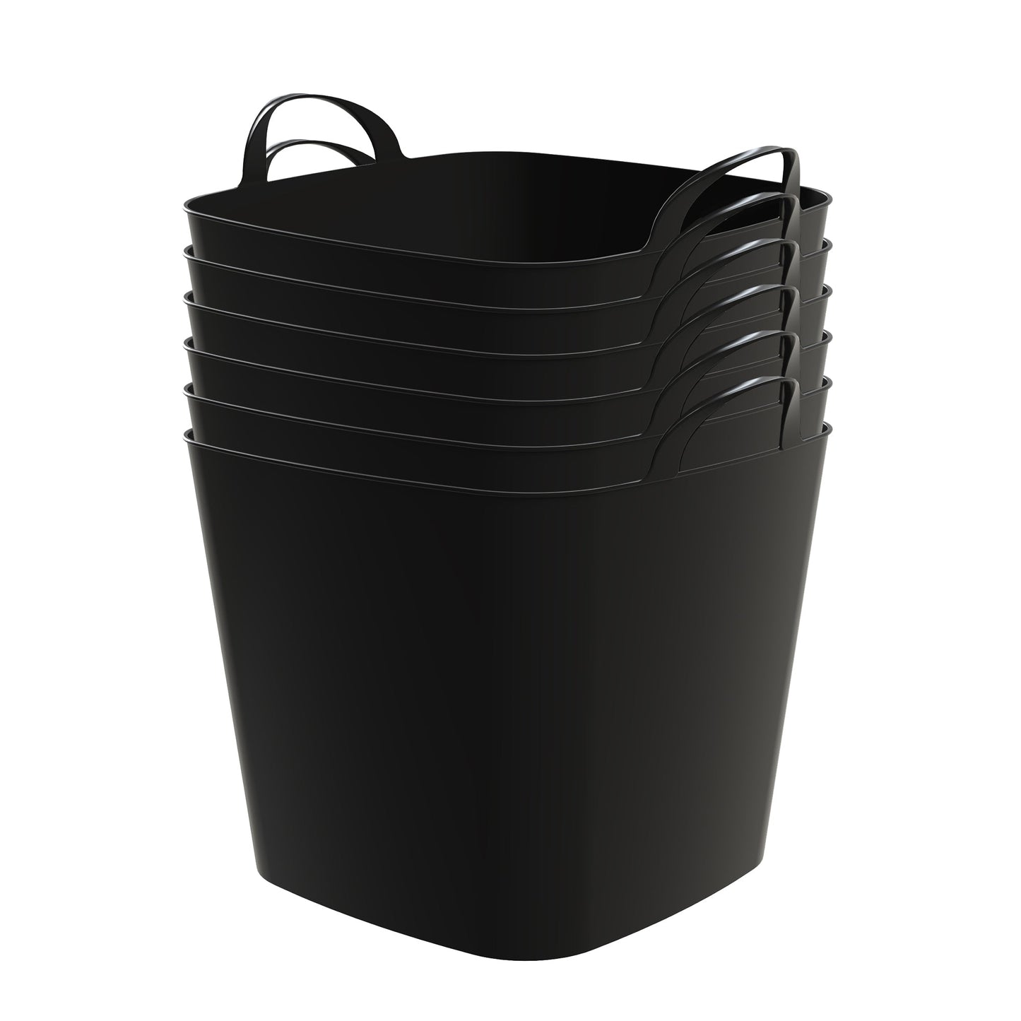Life Story 26 Qt Flexi Tub, Versatile Storage Tote, Home Organizer, Black 6 Pack