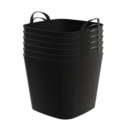 Life Story 26 Qt Flexi Tub, Versatile Storage Tote, Home Organizer, Black 6 Pack