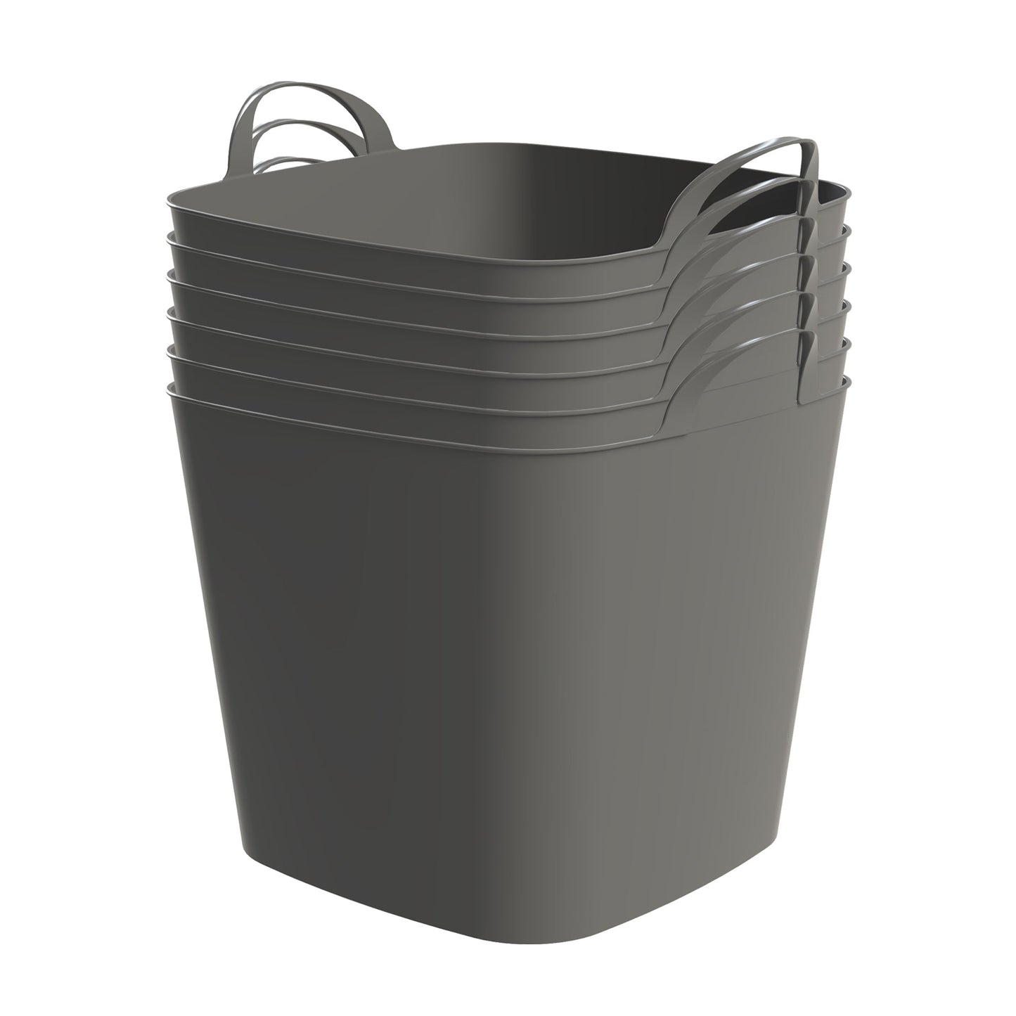 Life Story 26 Qt Flexi Tub, Versatile Storage Tote, Home Organizer, Gray, 6 Pack