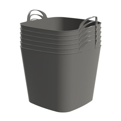 Life Story 26 Qt Flexi Tub, Versatile Storage Tote, Home Organizer, Gray, 6 Pack