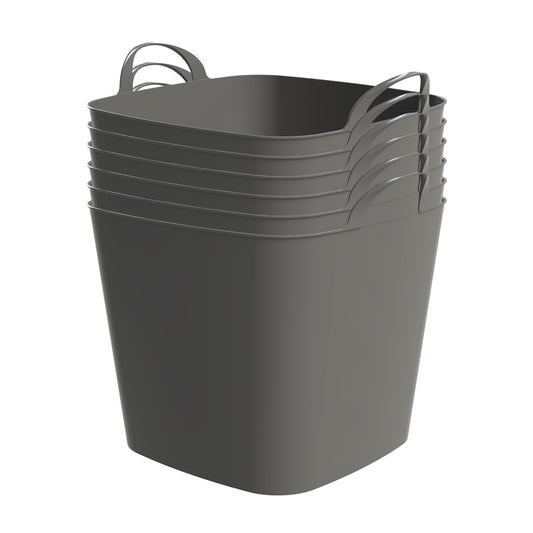 Life Story 26 Qt Flexi Tub, Versatile Storage Tote, Home Organizer, Gray, 6 Pack