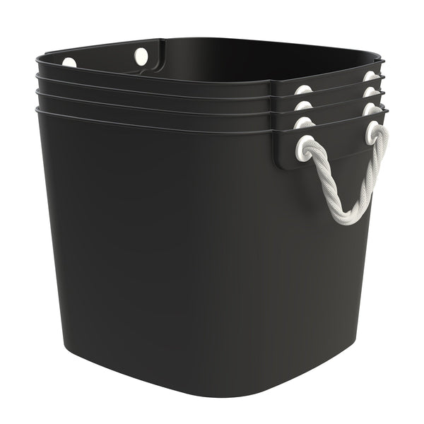 Life Story 42 Qt Flexi Tub, Versatile Storage Tote, Home Organizer, Black 4 Pack