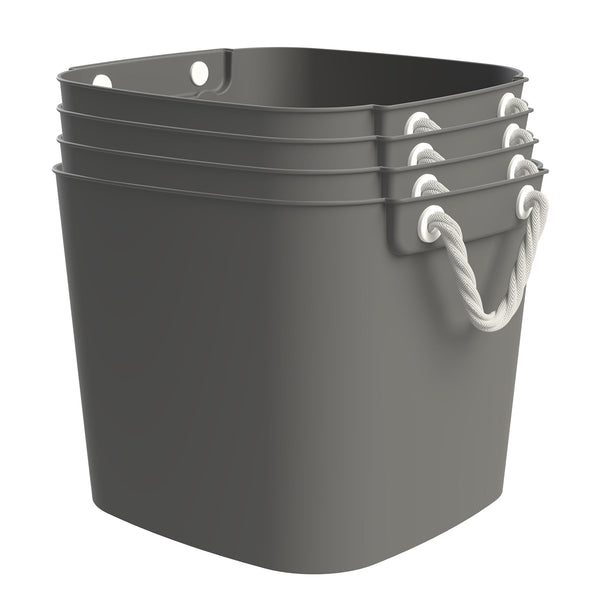 Life Story 42 Qt Flexi Tub, Versatile Storage Tote, Home Organizer, Gray, 4 Pack