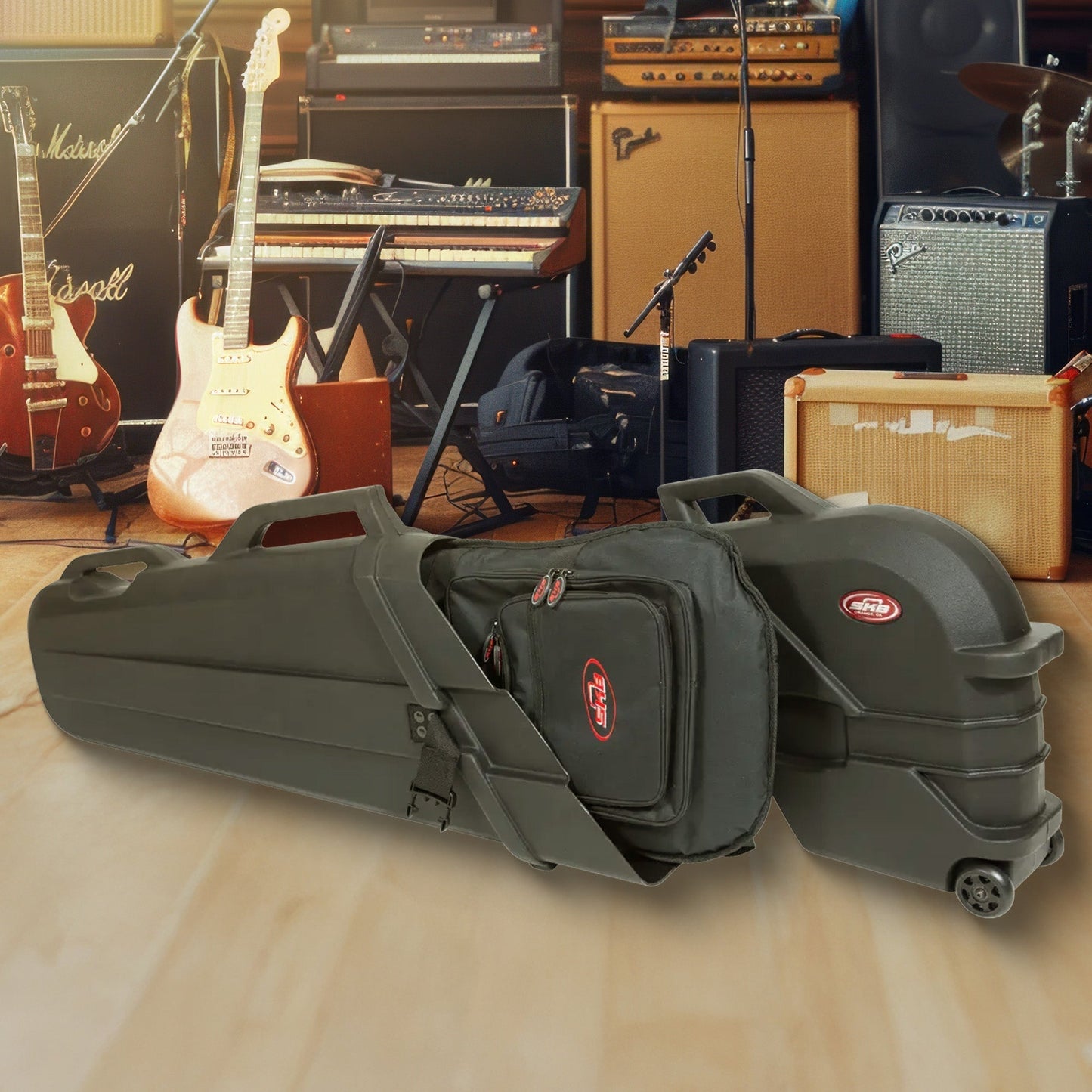 SKB ATA Roto Electric Bass Guitar Hard Case with TSA Locking Latches, Black