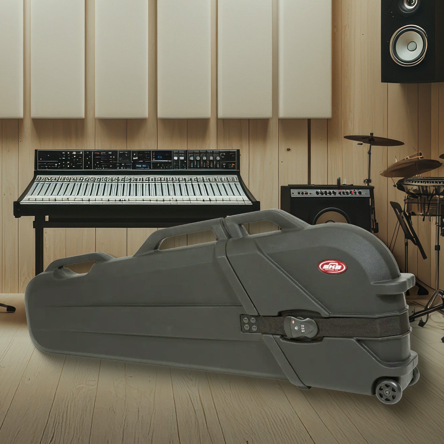 SKB ATA Roto Electric Bass Guitar Hard Case with TSA Locking Latches, Black