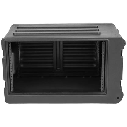 SKB 6U rSeries Shallow Rolling Rack with Integrated Back Wheels and Pull Handle