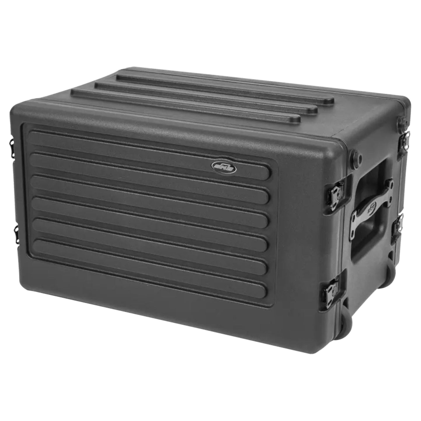 SKB 6U rSeries Shallow Rolling Rack with Integrated Back Wheels and Pull Handle