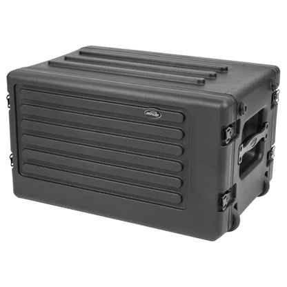 SKB 6U rSeries Shallow Rolling Rack with Integrated Back Wheels and Pull Handle