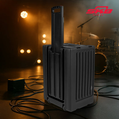 SKB 6U rSeries Shallow Rolling Rack with Integrated Back Wheels and Pull Handle