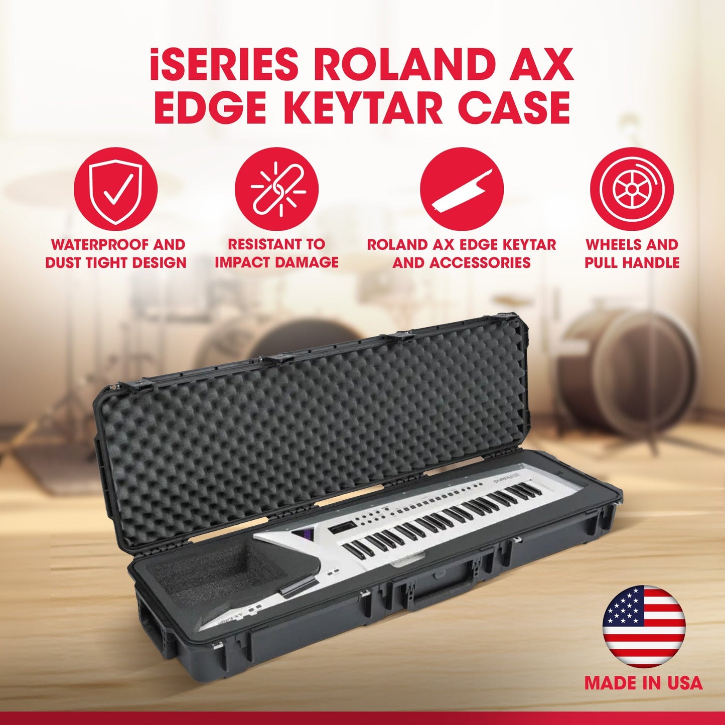 SKB iSeries Roland AX Edge Keytar Hard Case with Plush Interior & TSA Latches