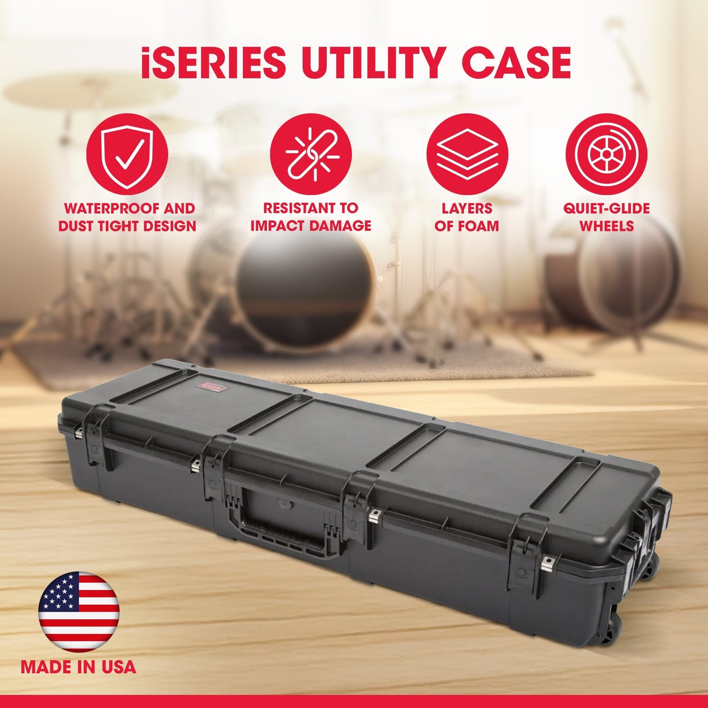 SKB iSeries 5616-9 Waterproof Utility Hard Case with Layered Foam and Wheels