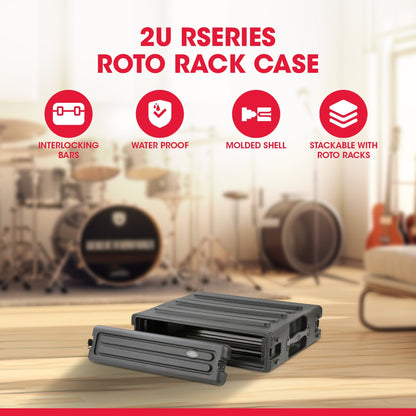 SKB 2U Roto Rack Case Polyethylene Gear Protector, Stackable, Waterproof, Black