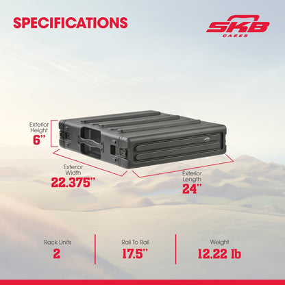 SKB 2U Roto Rack Case Polyethylene Gear Protector, Stackable, Waterproof, Black