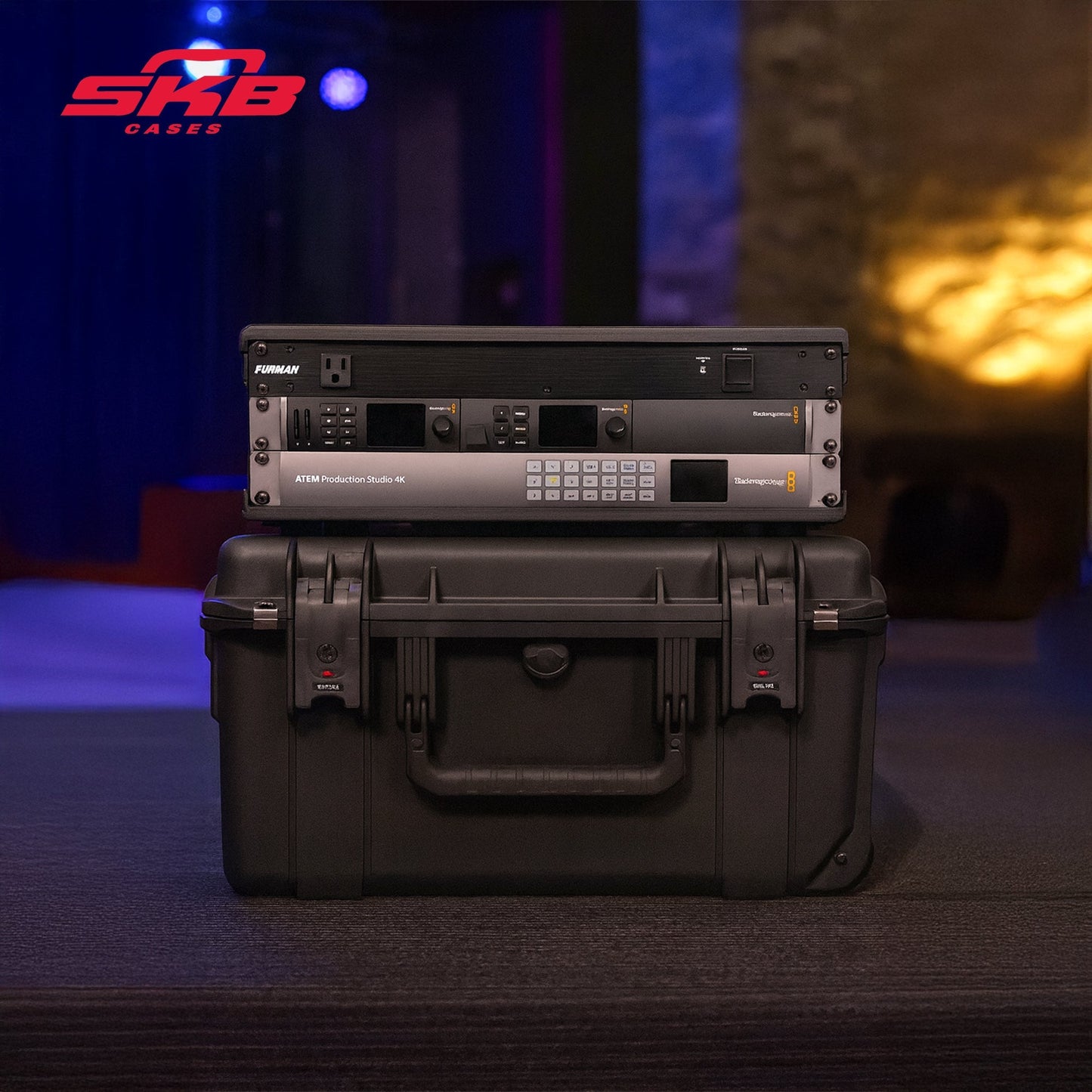 SKB iSeries 3U Shallow Fly Rack, Waterproof Polypropylene Hard Case, 9 Inch