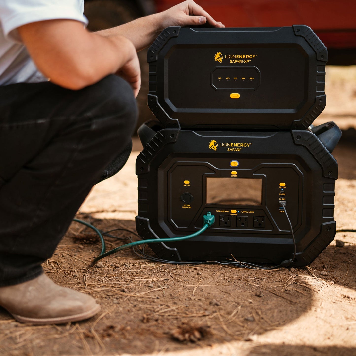 Lion Energy Safari Solar Power Generator, Multiple Outputs, 3,000 Watts, Black