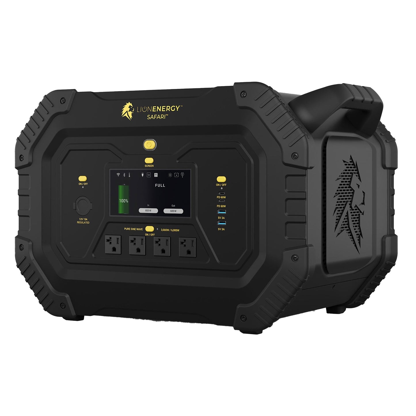 Lion Energy Safari Solar Power Generator, Multiple Outputs, 3,000 Watts, Black