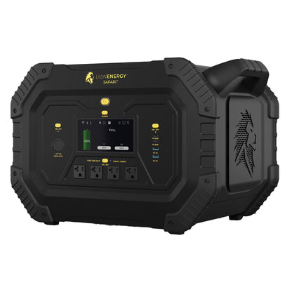 Lion Energy Safari Solar Power Generator, Multiple Outputs, 3,000 Watts, Black