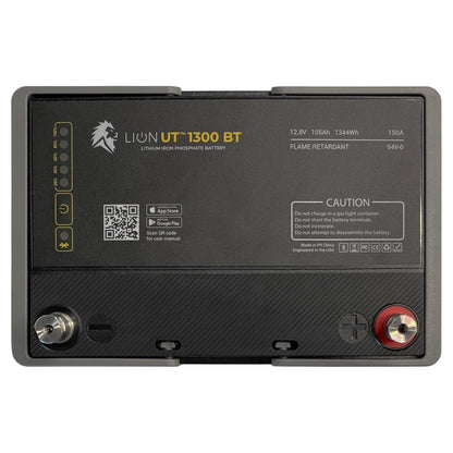 Lion Energy Lithium Rechargeable Deep Cycle Battery, Bluetooth, UT1300 BT, Black