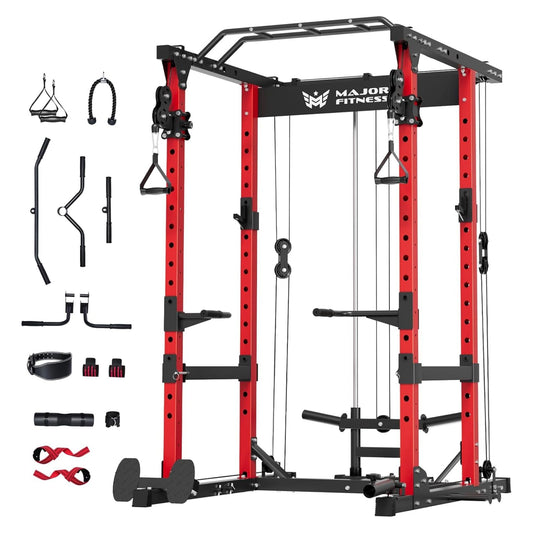 Major Fitness Drone 1 Power Cage, Multi-Function Strength Training Rack, Red