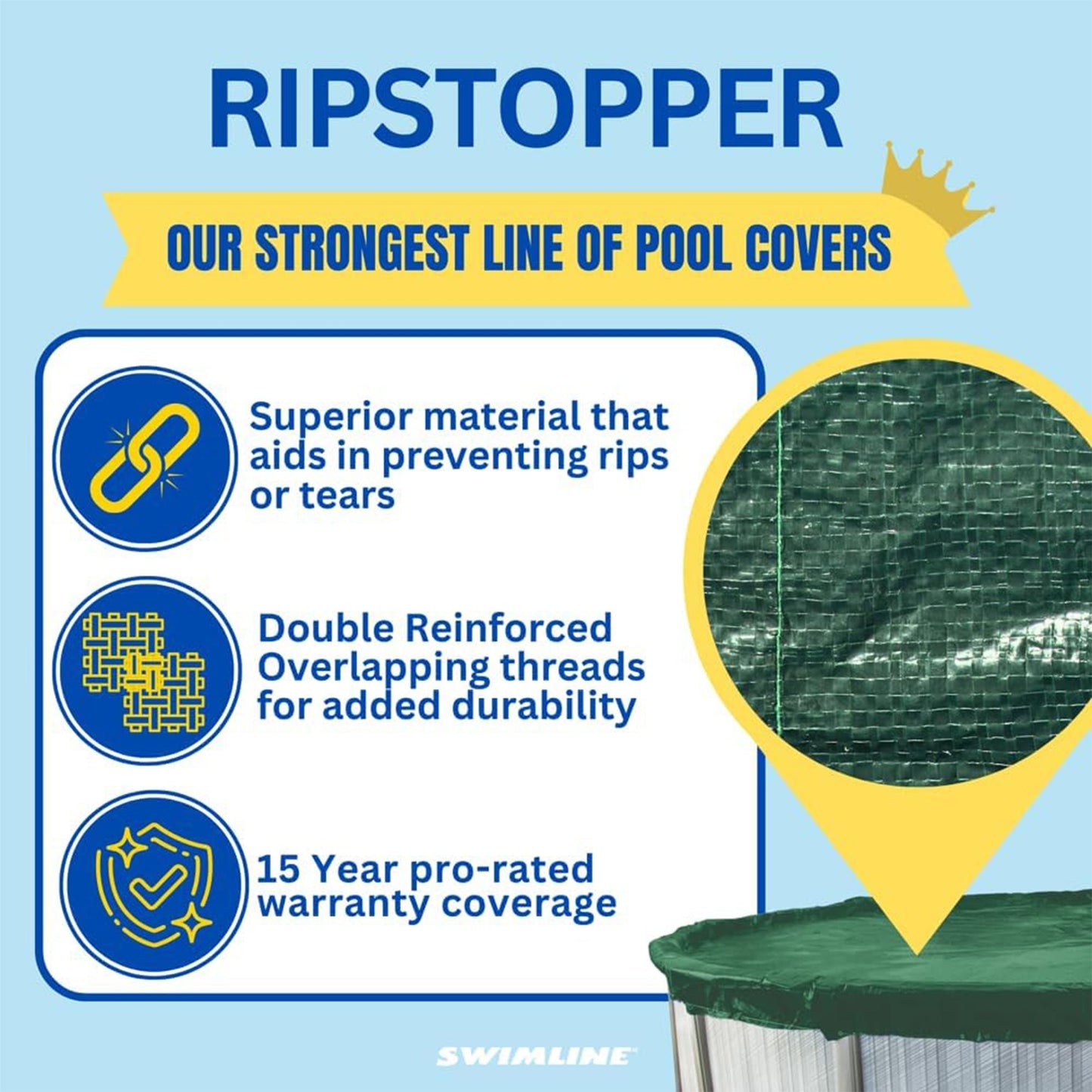 Swimline Hydrotools Ripstopper Winter Pool Cover for 21x43 Ft Above Ground Pool