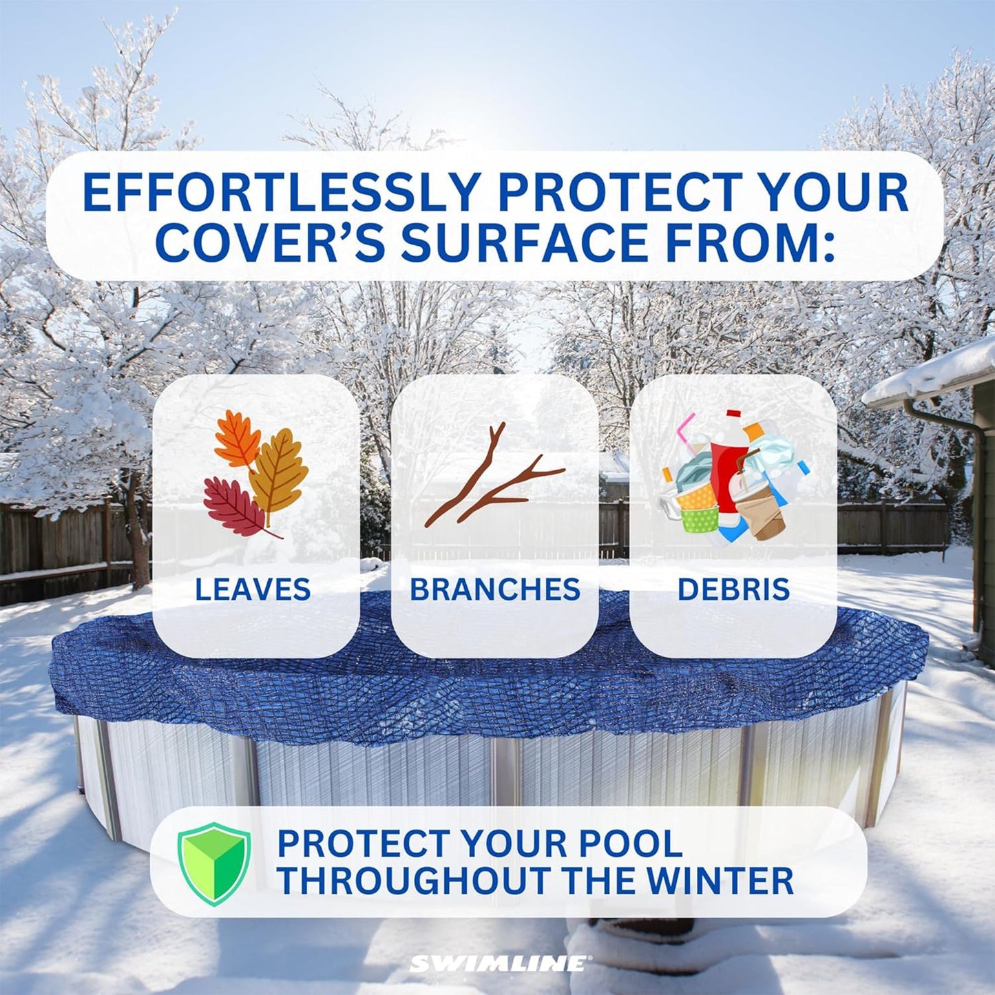Swimline Hydrotools Leaf Net Winter Pool Cover for 30 Ft Above Ground Pools