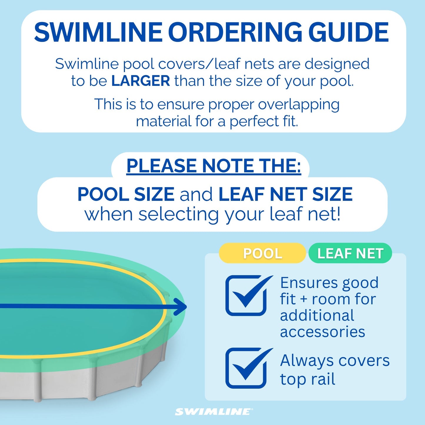 Swimline Hydrotools Leaf Net Winter Pool Cover for 21x43 Ft Above Ground Pools