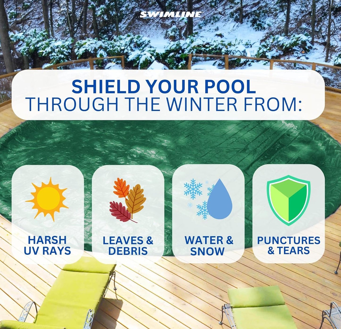 Swimline Hydrotools Supreme Guard Winter Cover for 15x21 Ft Above Ground Pools