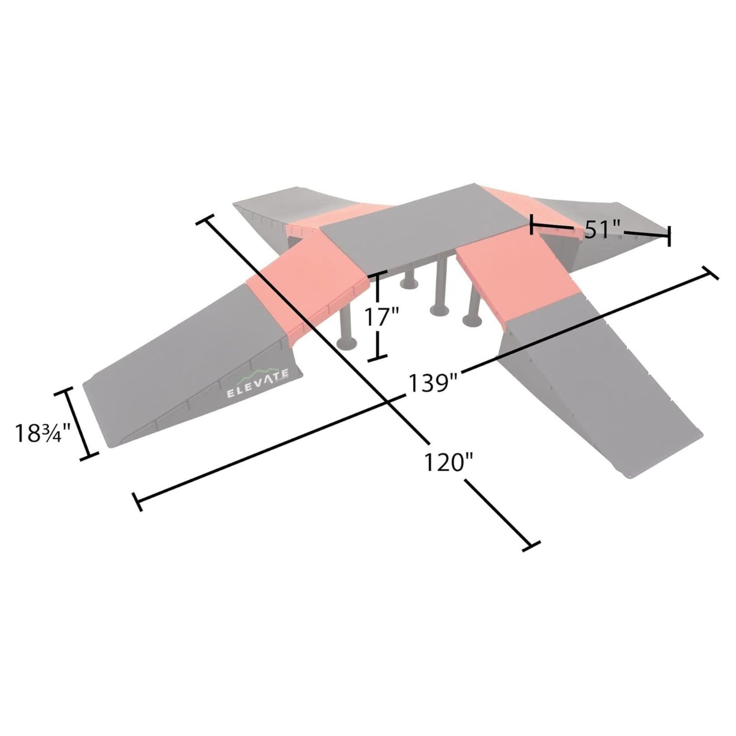 Elevate Outdoor Jumbo Skateboard Ramp 9-Piece Set with EZ-Link Setup, Orange