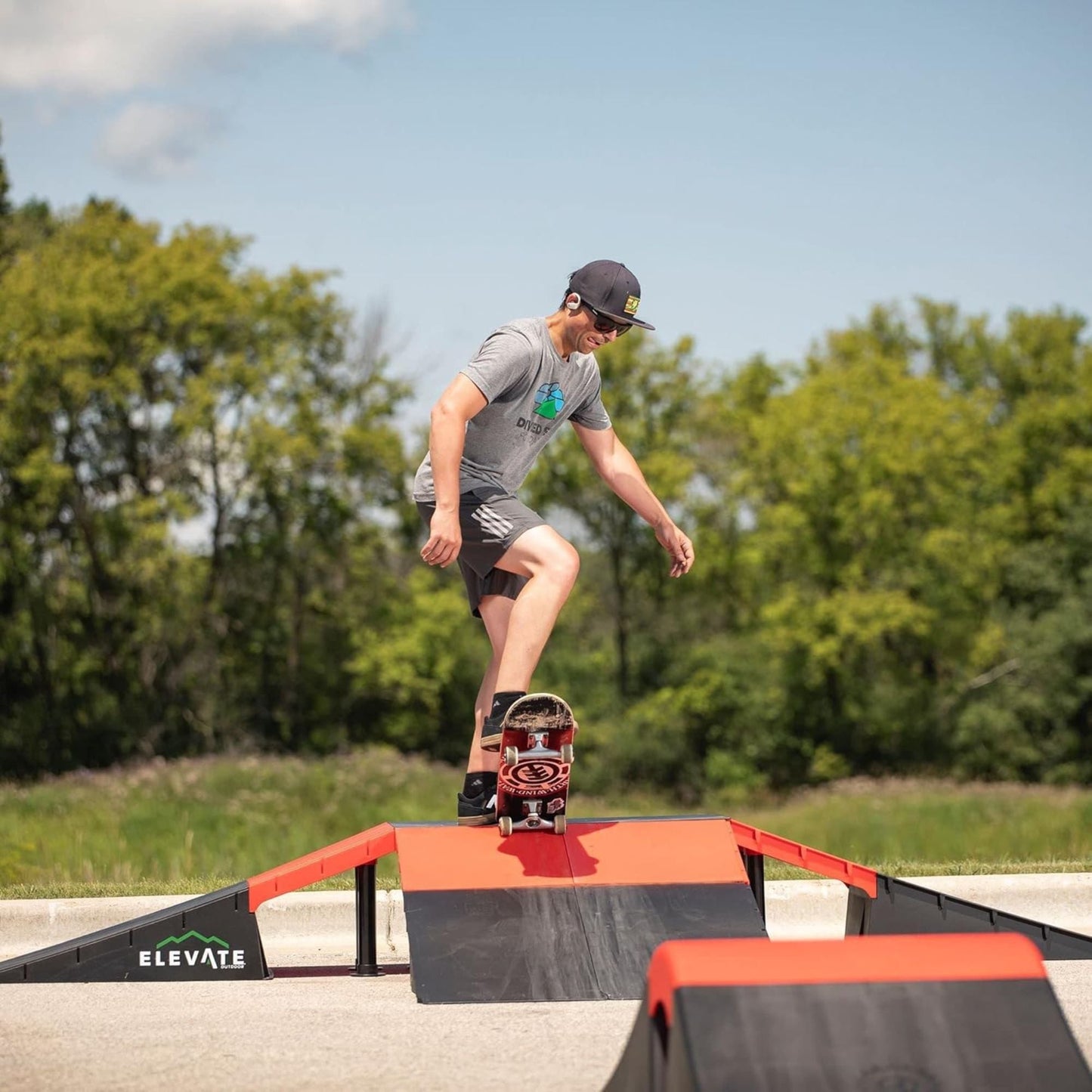 Elevate Outdoor Jumbo Skateboard Ramp 9-Piece Set with EZ-Link Setup, Orange