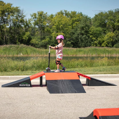 Elevate Outdoor Jumbo Skateboard Ramp 9-Piece Set with EZ-Link Setup, Orange